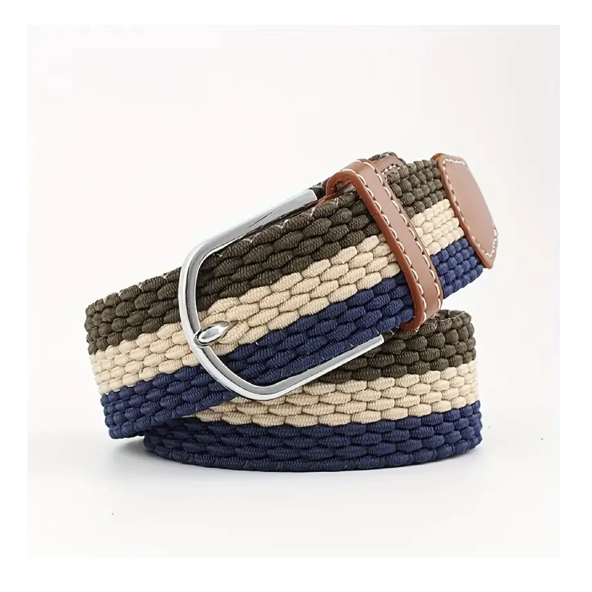 1pc Fashionable Multi-colored Casual Sports Canvas Belts, Unisex Woven Stretch Canvas Belts