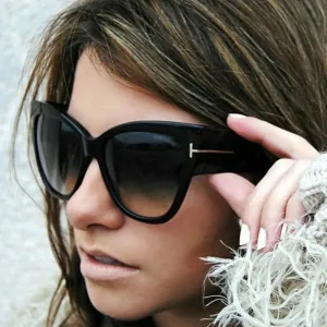 2024 New Brand Sunglasses Women Luxury Designer T Fashion Black Cat Eye oversized Sunglasses Female Gradient Sun Glasses oculos