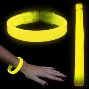 8 Inch Triple Wide Yellow Glow Bracelets / Wristbands