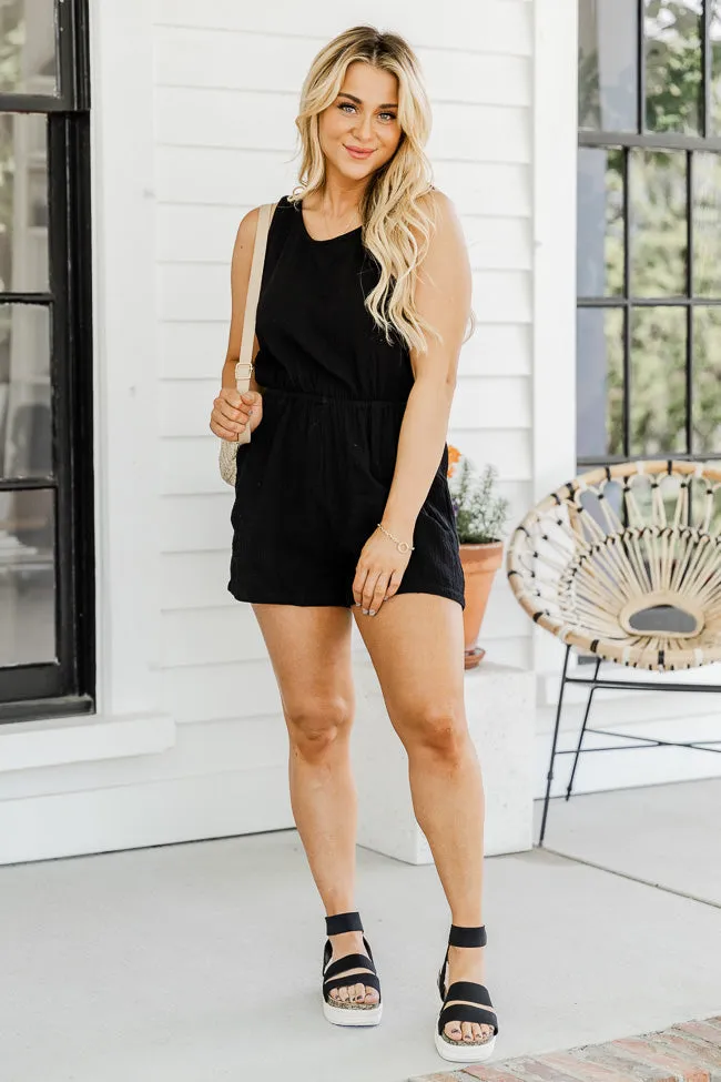 Always Happy Black Gauze Tank Romper FINAL SALE