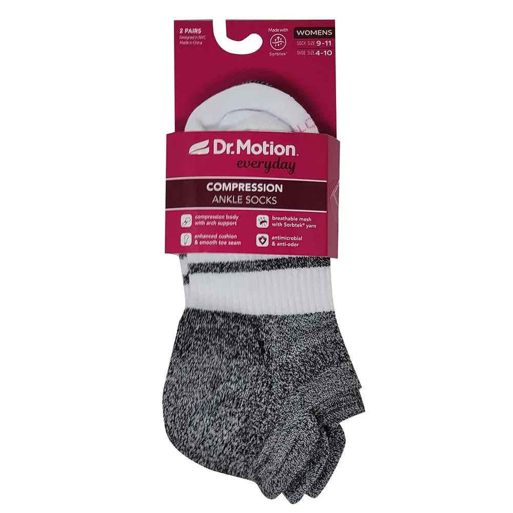 Ankle Compression Socks | Dr Motion Socks | Contrast Stripes (2 Pack)