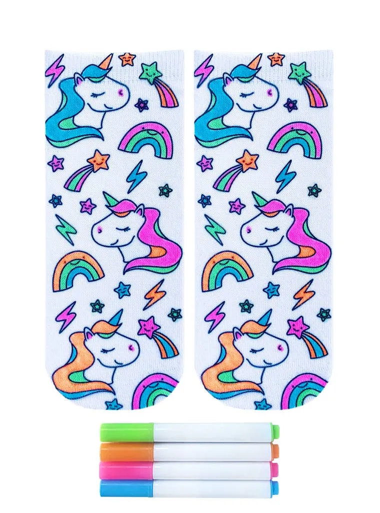 Ankle Socks - DIY Coloring Kit - Unicorn Galaxy