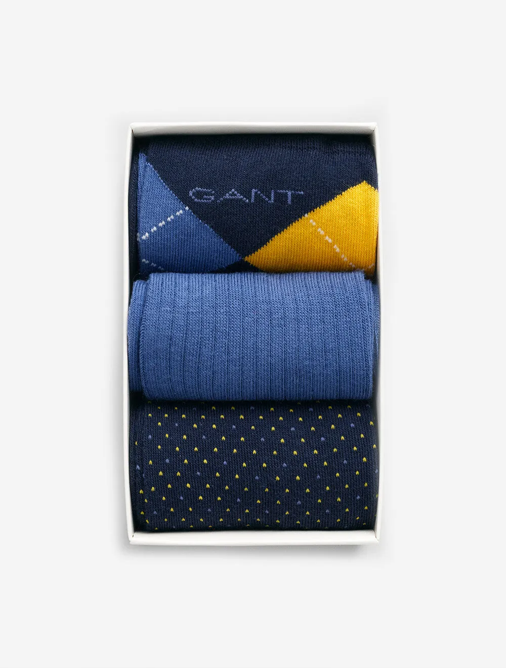 Argyle Socks 3 Pack Gift Box Evening Blue