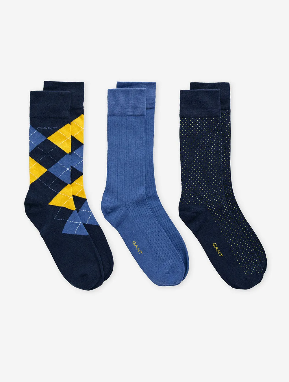 Argyle Socks 3 Pack Gift Box Evening Blue