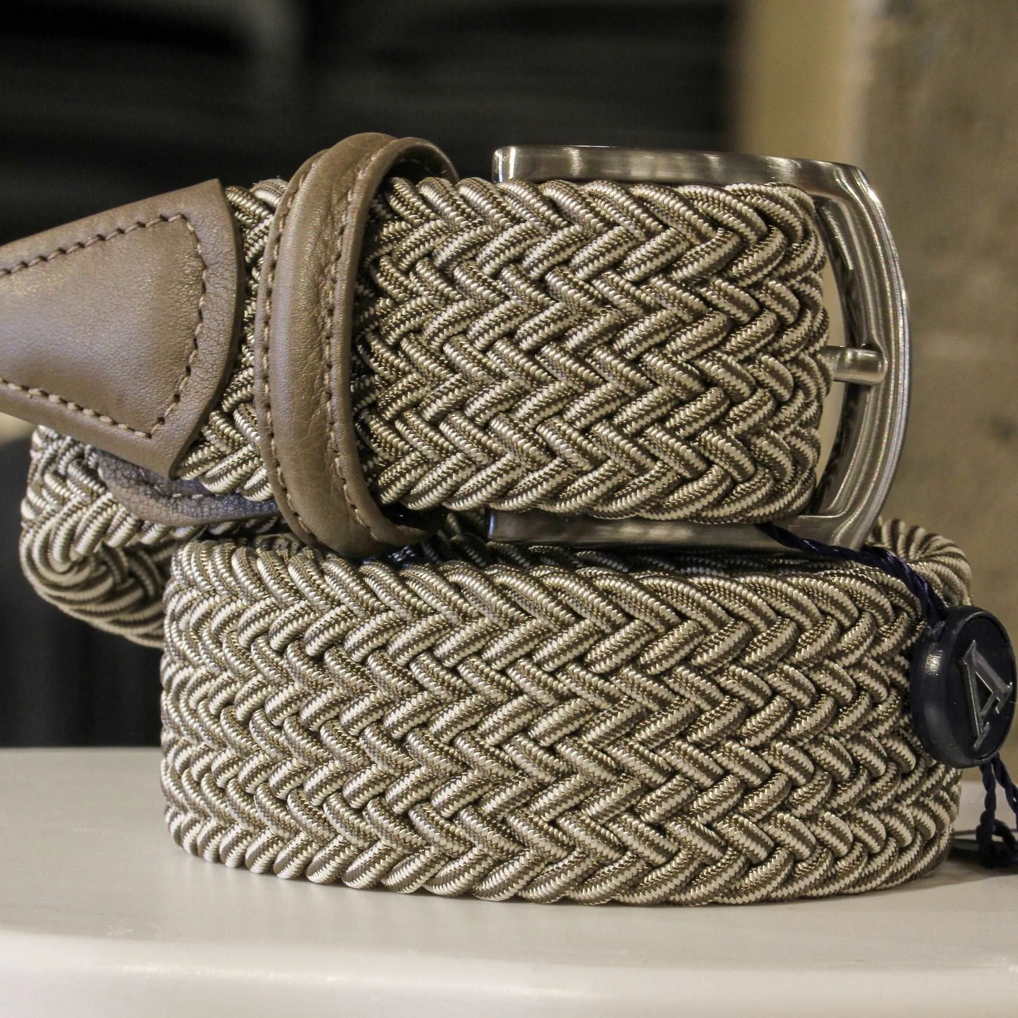 Beige Multicolour Woven Belt - Anderson's