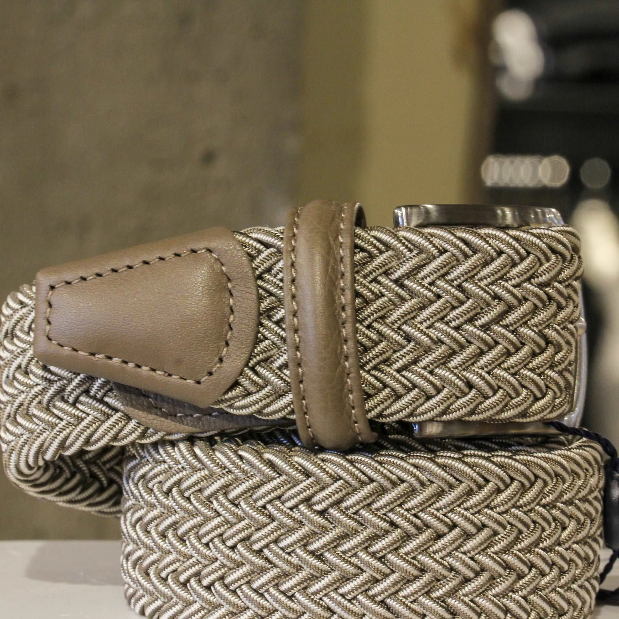 Beige Multicolour Woven Belt - Anderson's