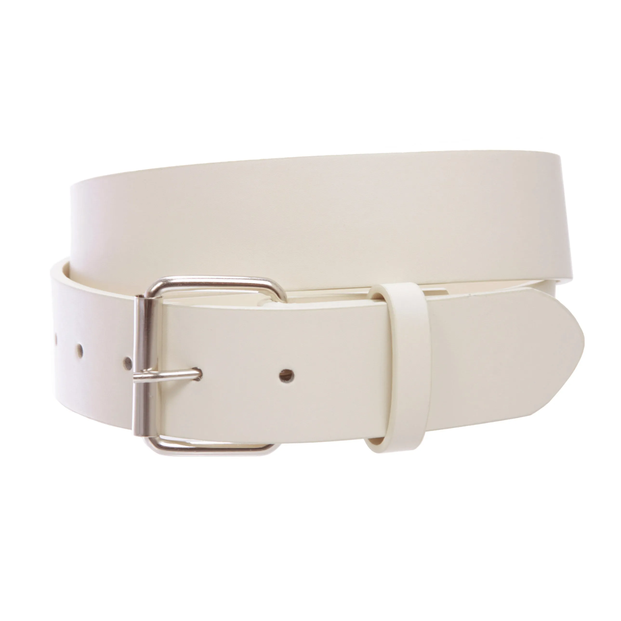 Big & Tall 1 1/2" (38mm) Snap On Plain Leather Jean Belt With Roller Buckle -Plus Sizes