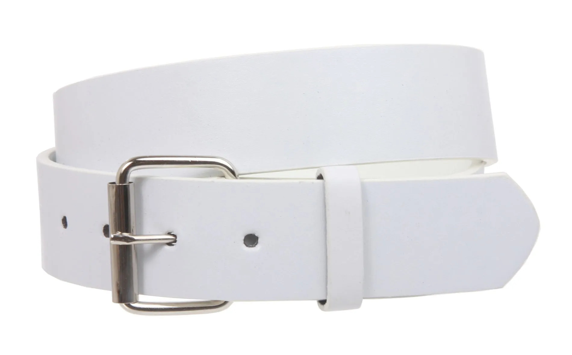 Big & Tall 1 1/2" (38mm) Snap On Plain Leather Jean Belt With Roller Buckle -Plus Sizes