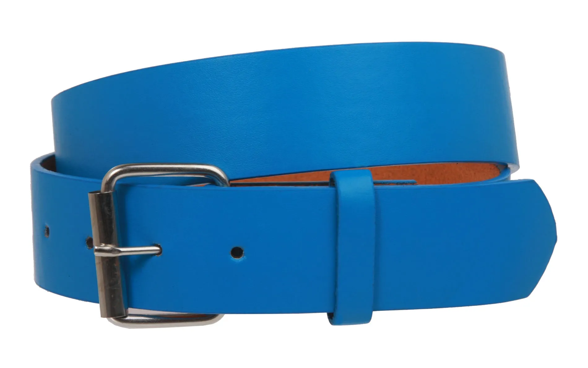 Big & Tall 1 1/2" (38mm) Snap On Plain Leather Jean Belt With Roller Buckle -Plus Sizes