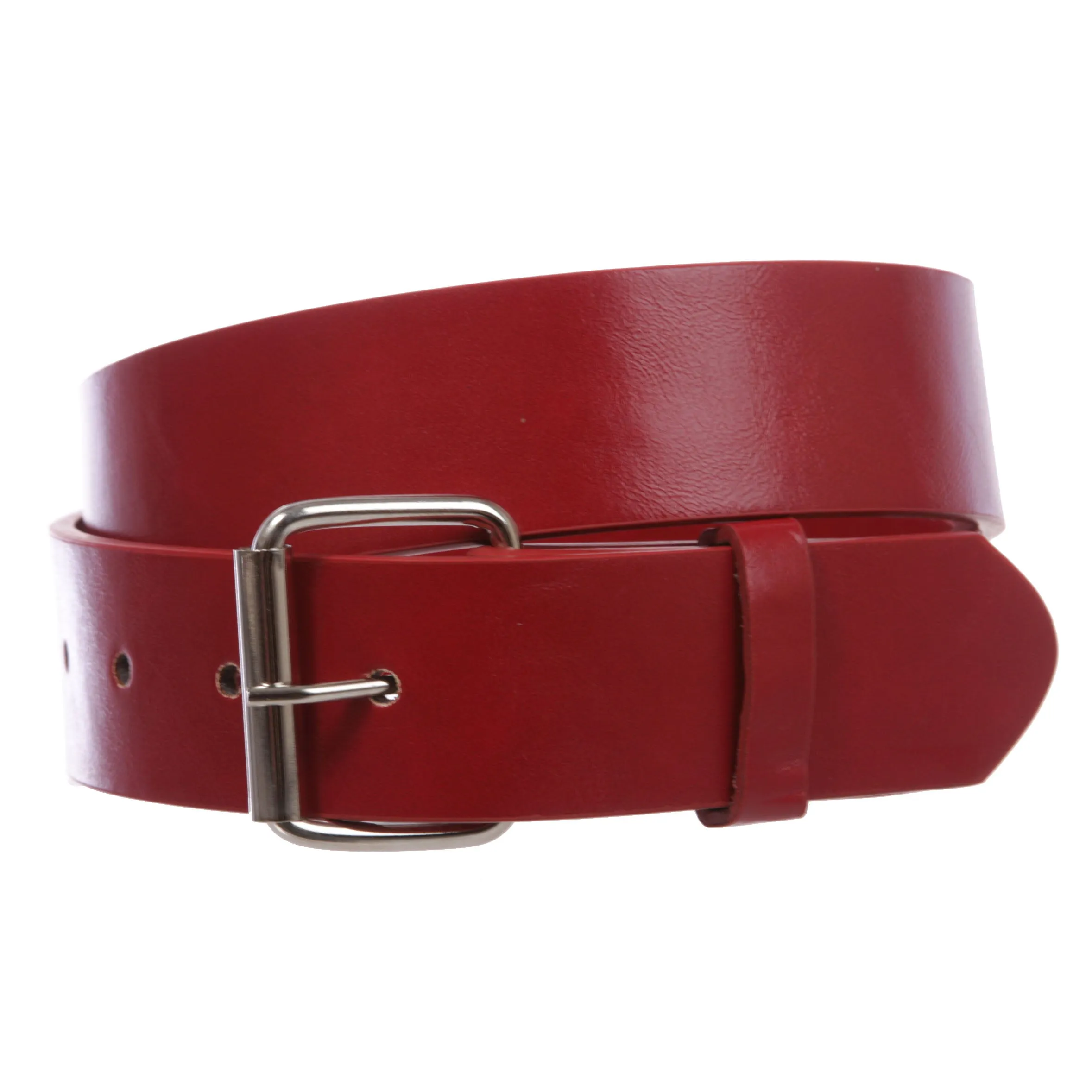 Big & Tall 1 1/2" (38mm) Snap On Plain Leather Jean Belt With Roller Buckle -Plus Sizes