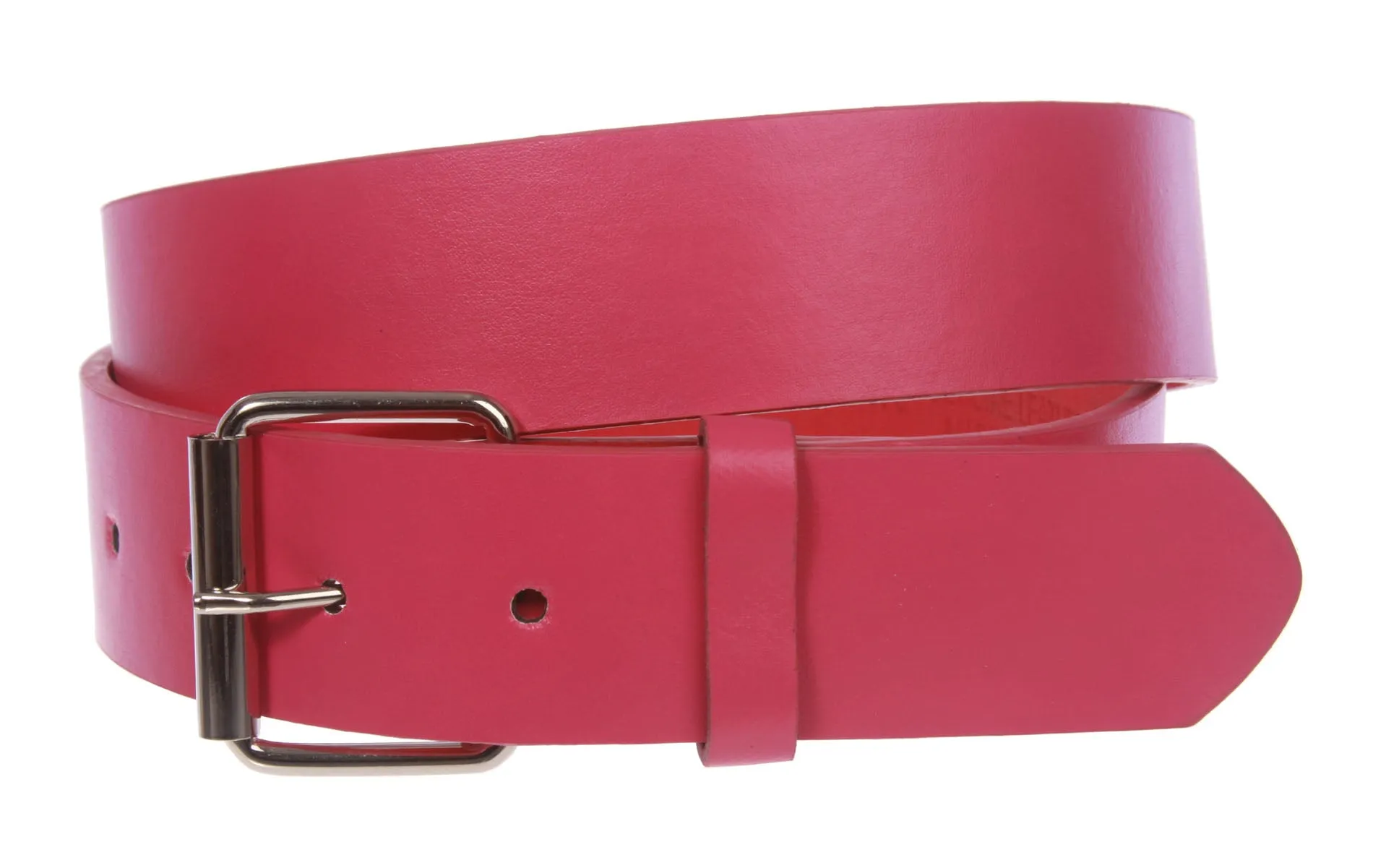 Big & Tall 1 1/2" (38mm) Snap On Plain Leather Jean Belt With Roller Buckle -Plus Sizes