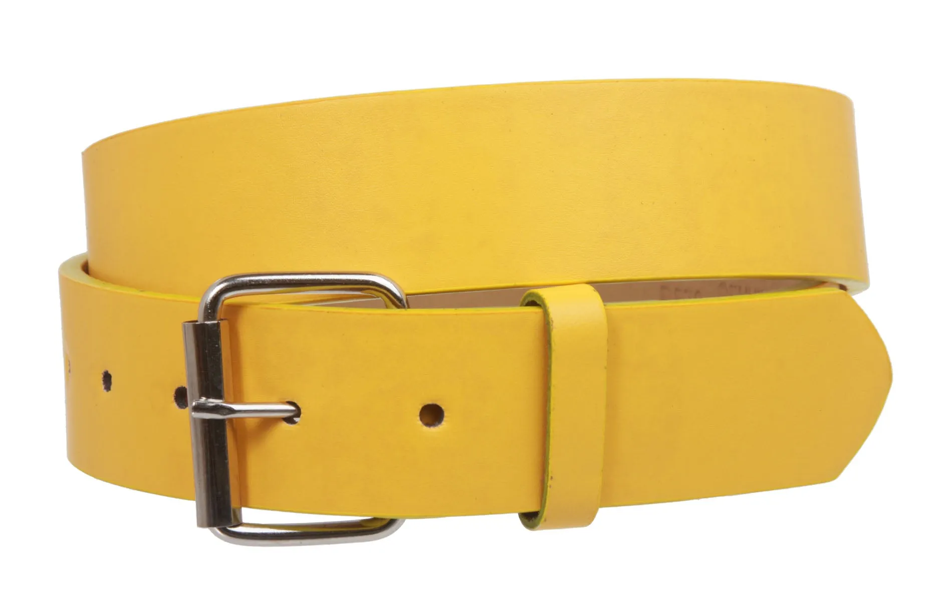 Big & Tall 1 1/2" (38mm) Snap On Plain Leather Jean Belt With Roller Buckle -Plus Sizes