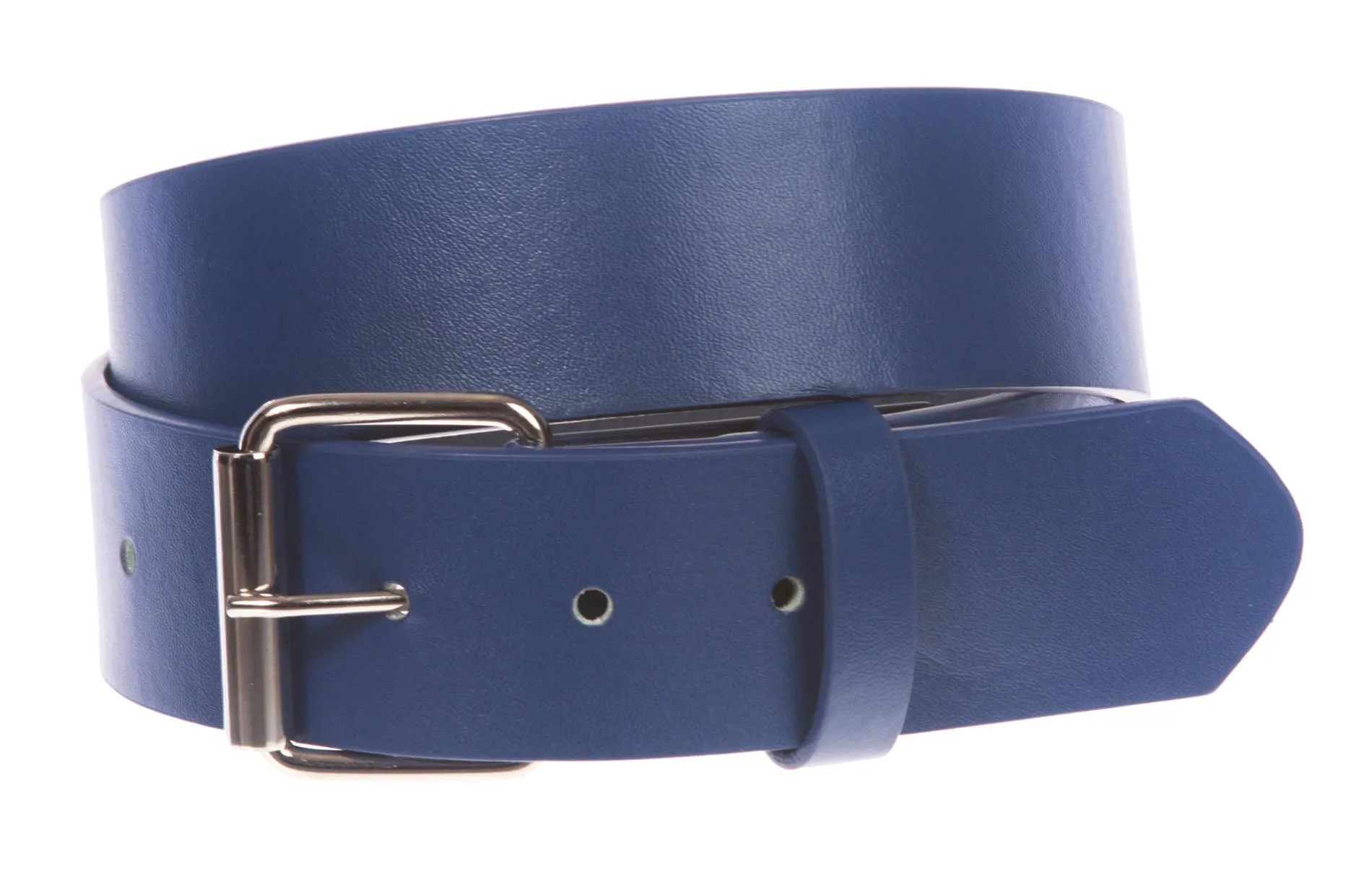 Big & Tall 1 1/2" (38mm) Snap On Plain Leather Jean Belt With Roller Buckle -Plus Sizes