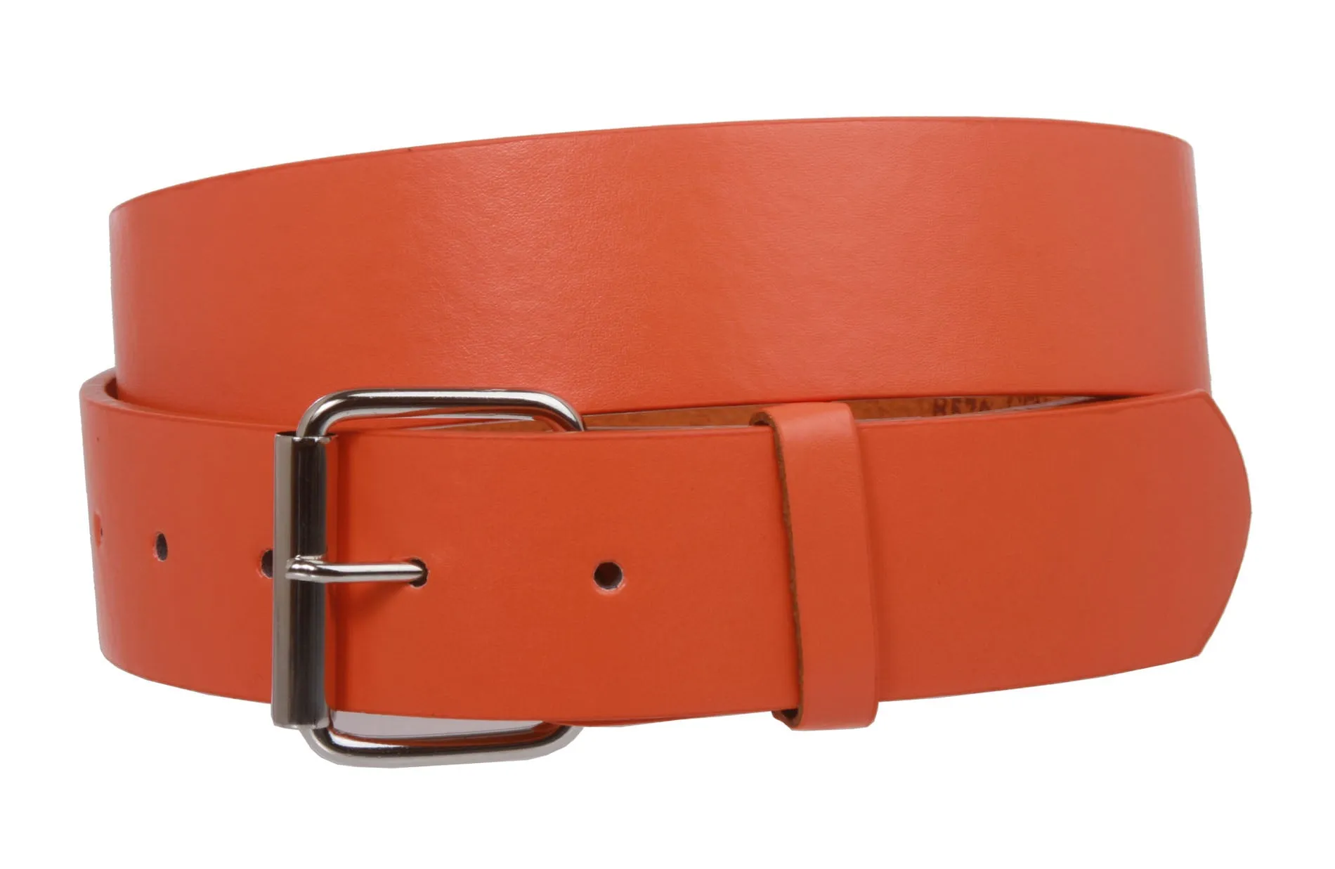 Big & Tall 1 1/2" (38mm) Snap On Plain Leather Jean Belt With Roller Buckle -Plus Sizes