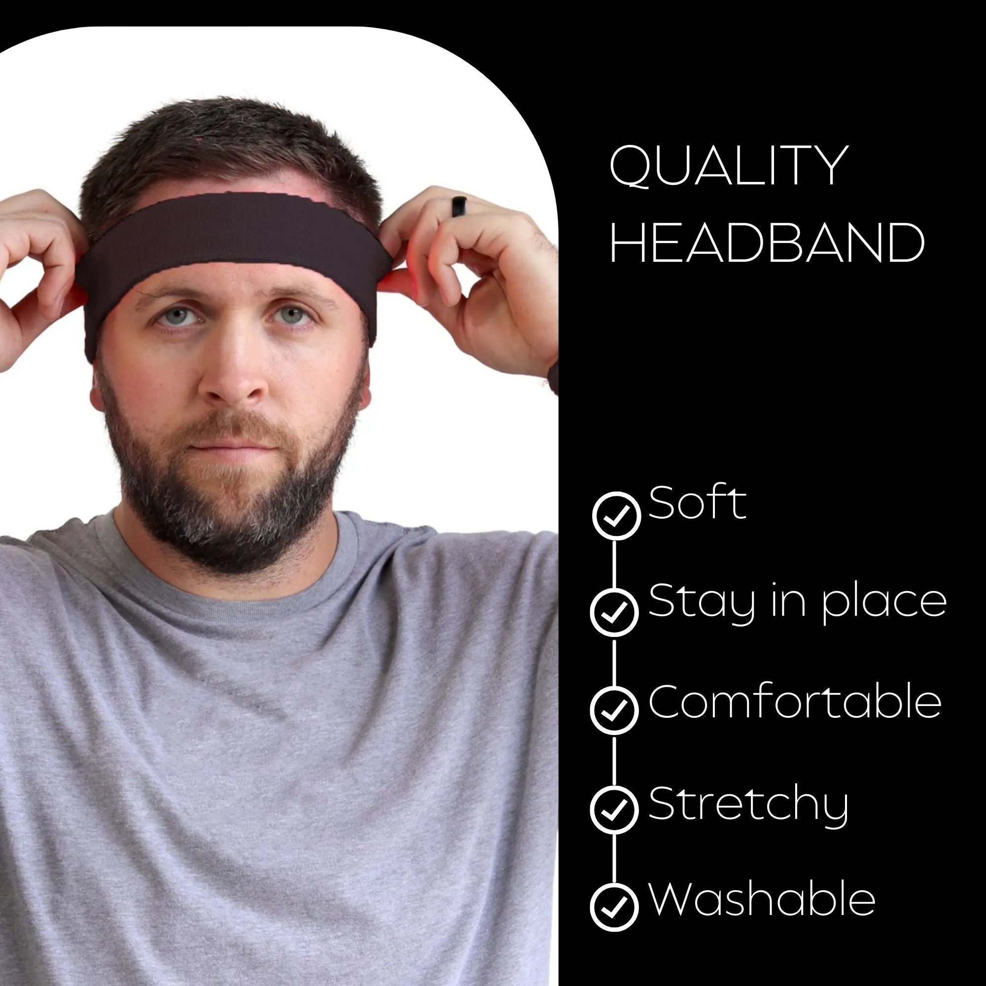 Black Head Sweatbands - 3 Pack