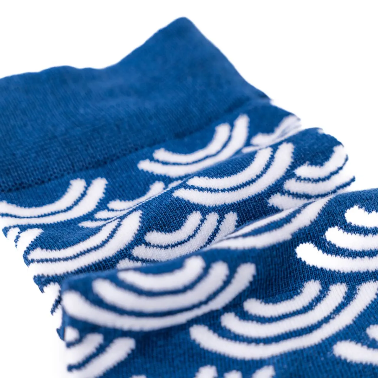 Blue Patterned White Waves Dress Socks