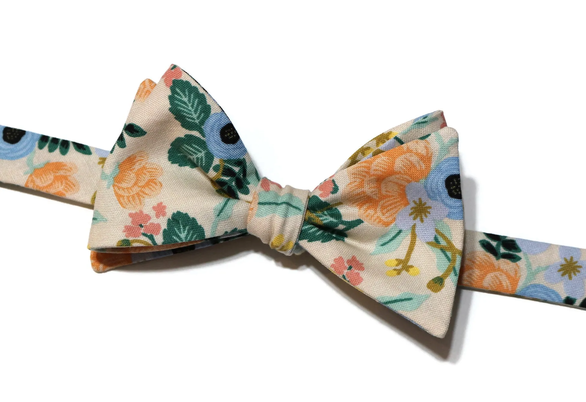 Blush Birch Floral Bow Tie