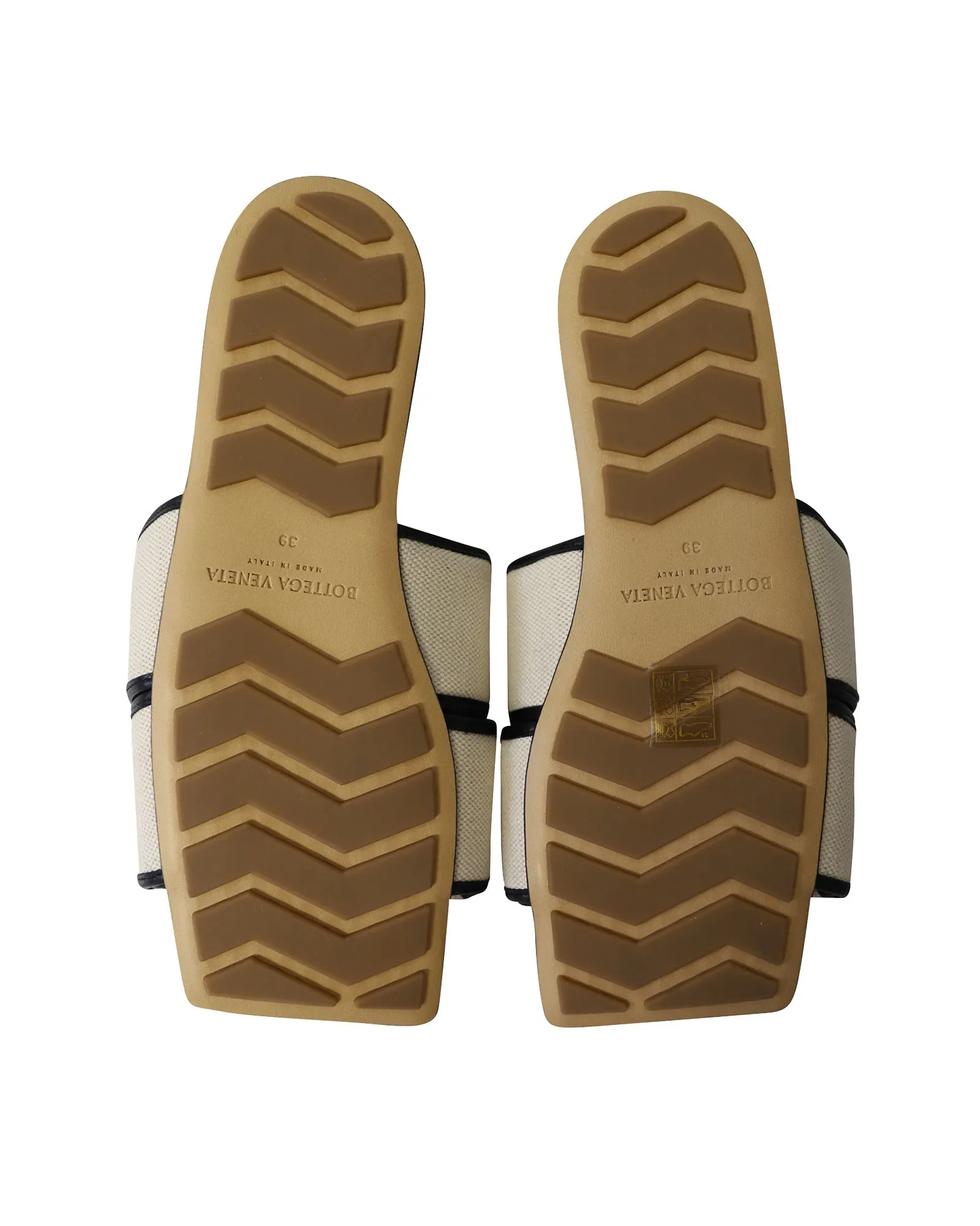 Bottega Veneta Woven Patterned Slides in Off-White Canvas