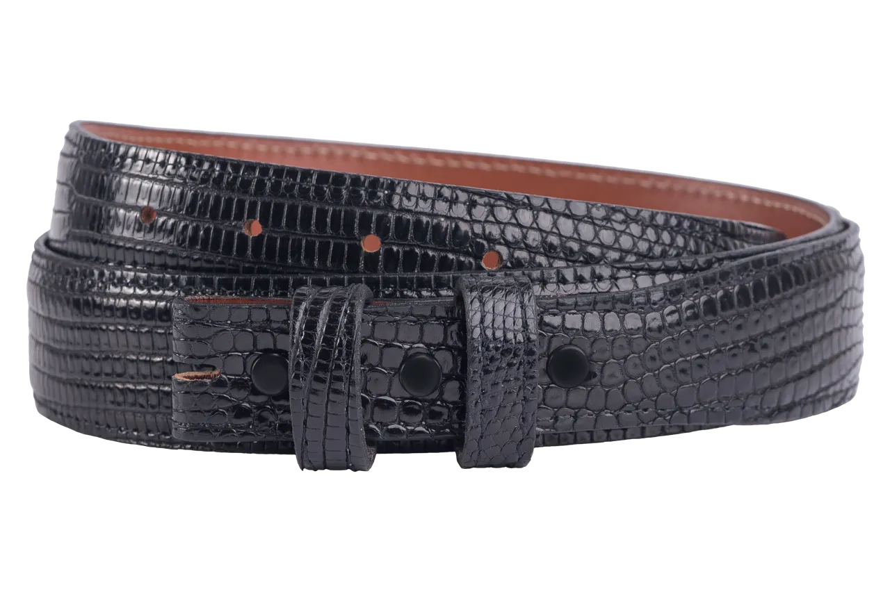 Chacon Lizard Tapered Belt Strap - Black