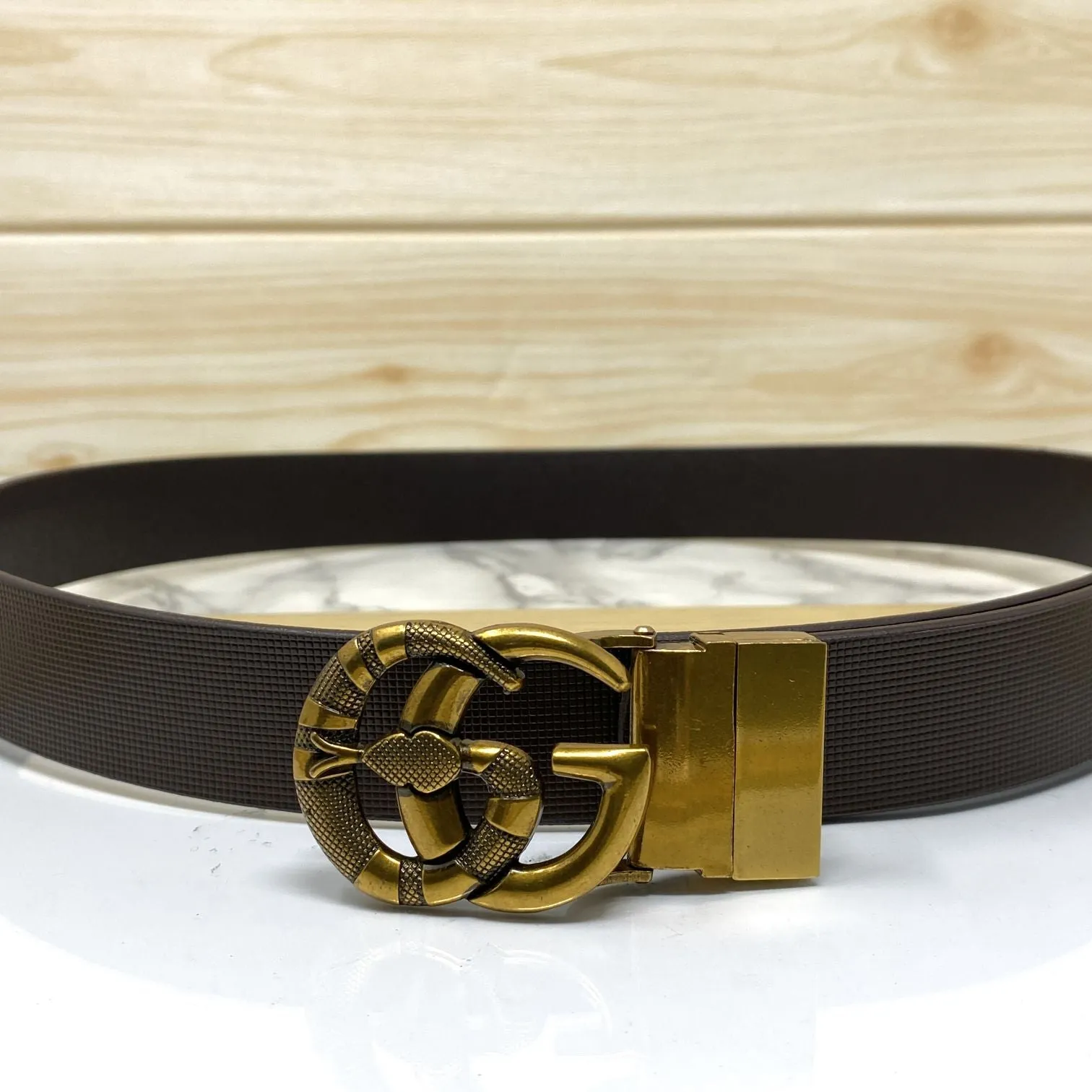 Classy Round Snake Design Leather Strap Belt-JoansParamount