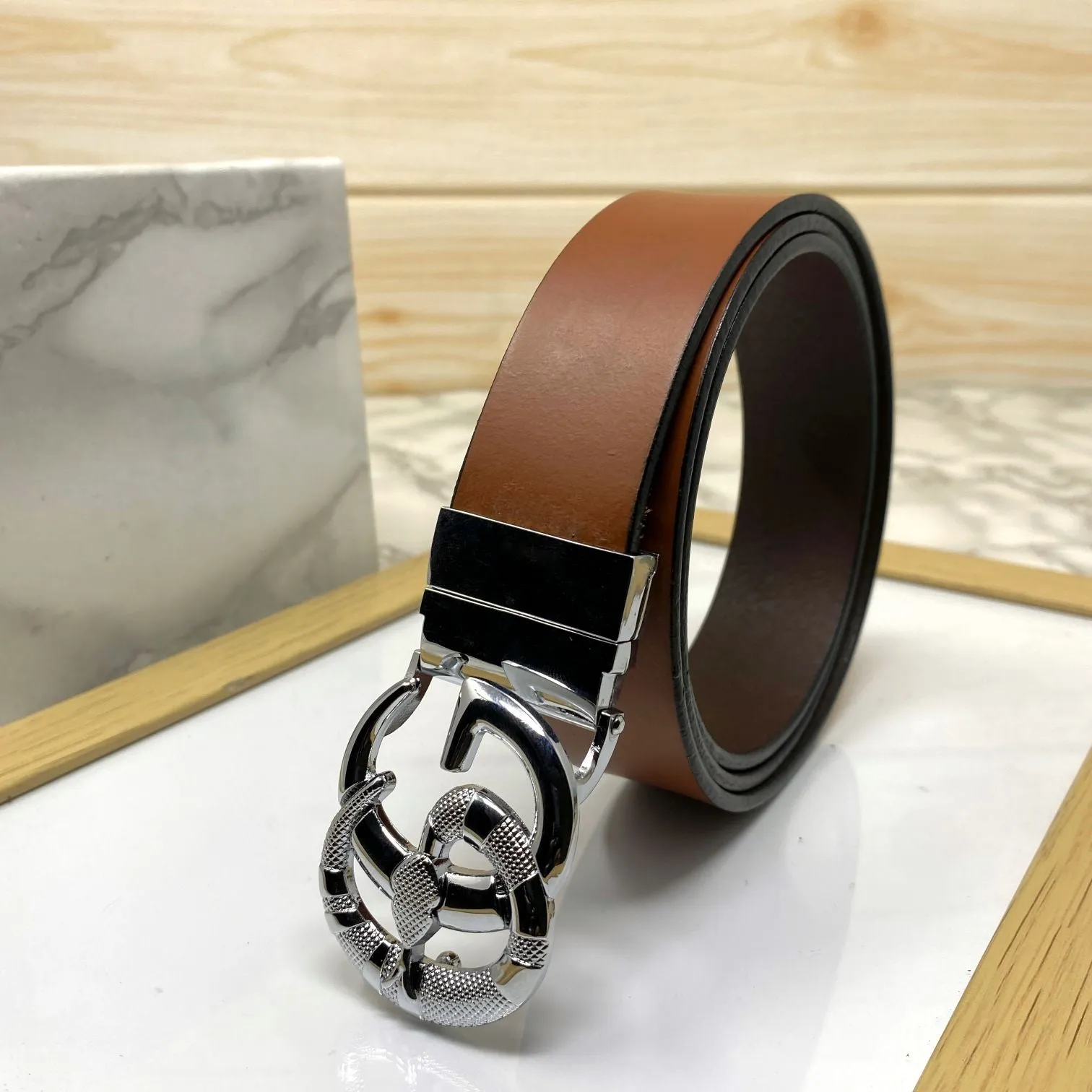 Classy Round Snake Design Leather Strap Belt-JoansParamount