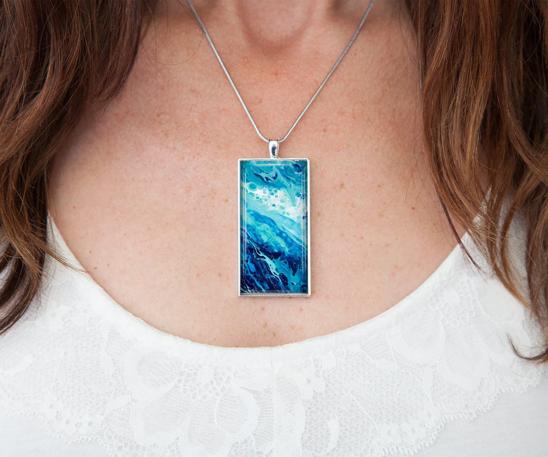 Coastal Breeze Rectangle Necklace | Handmade Beach Jewelry