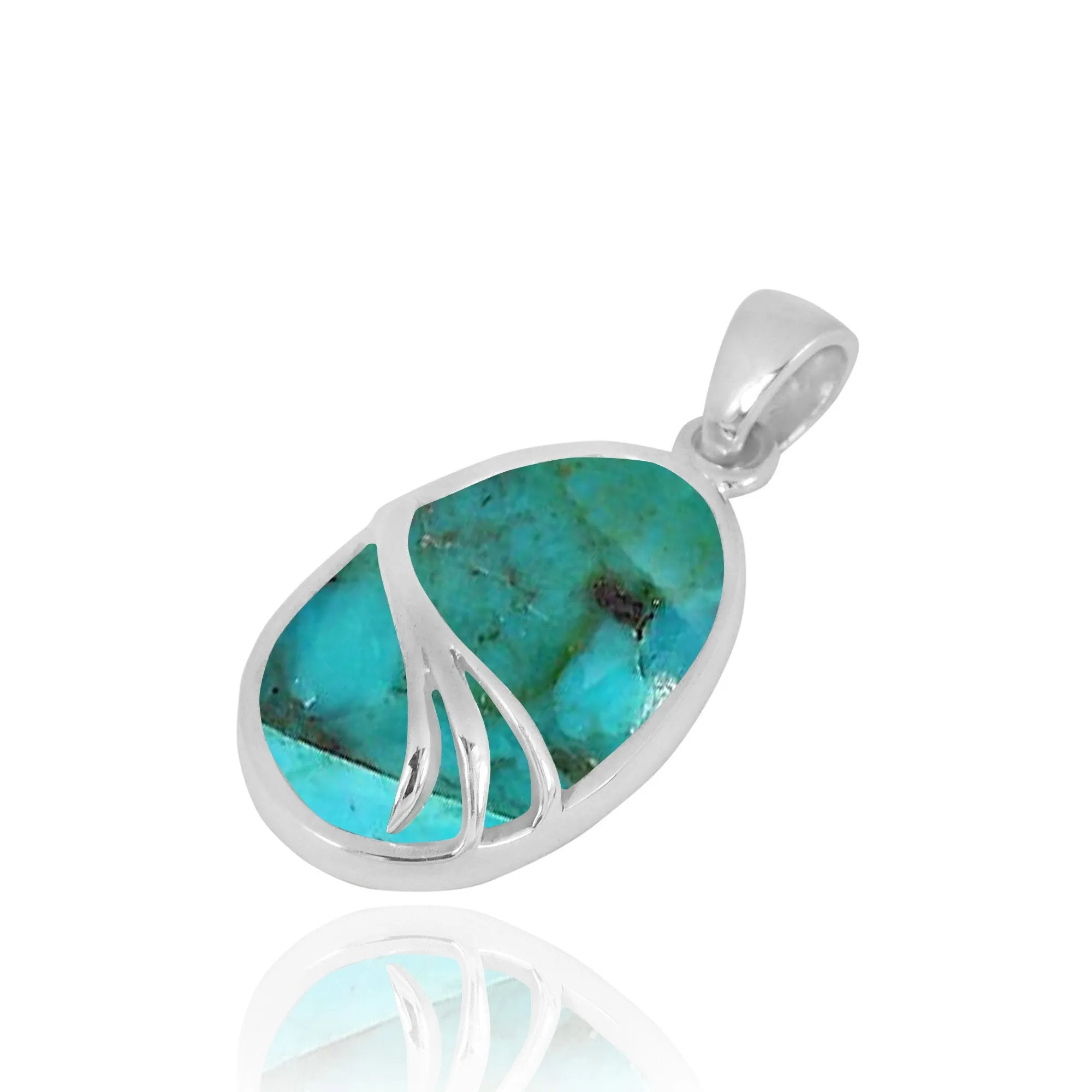 Compressed Turquoise Oxidized Silver Pendant