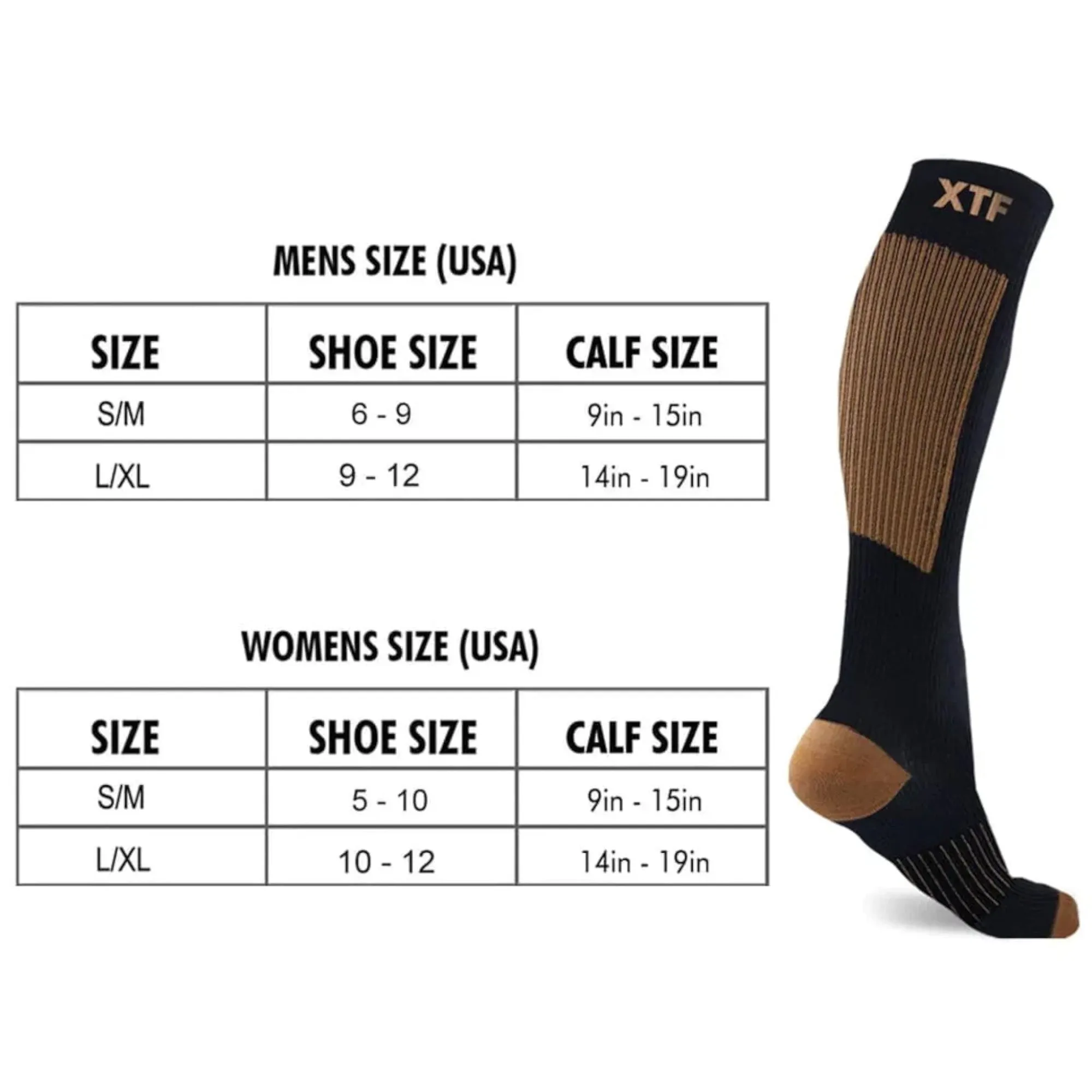 Copper Flux Anti-Fatigue Knee-High Compression Socks - Black - L/XL