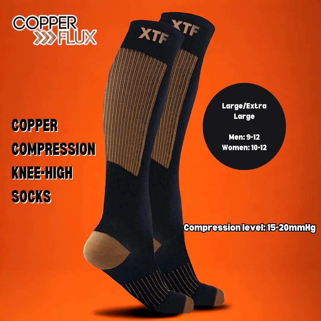 Copper Flux Anti-Fatigue Knee-High Compression Socks - Black - L/XL