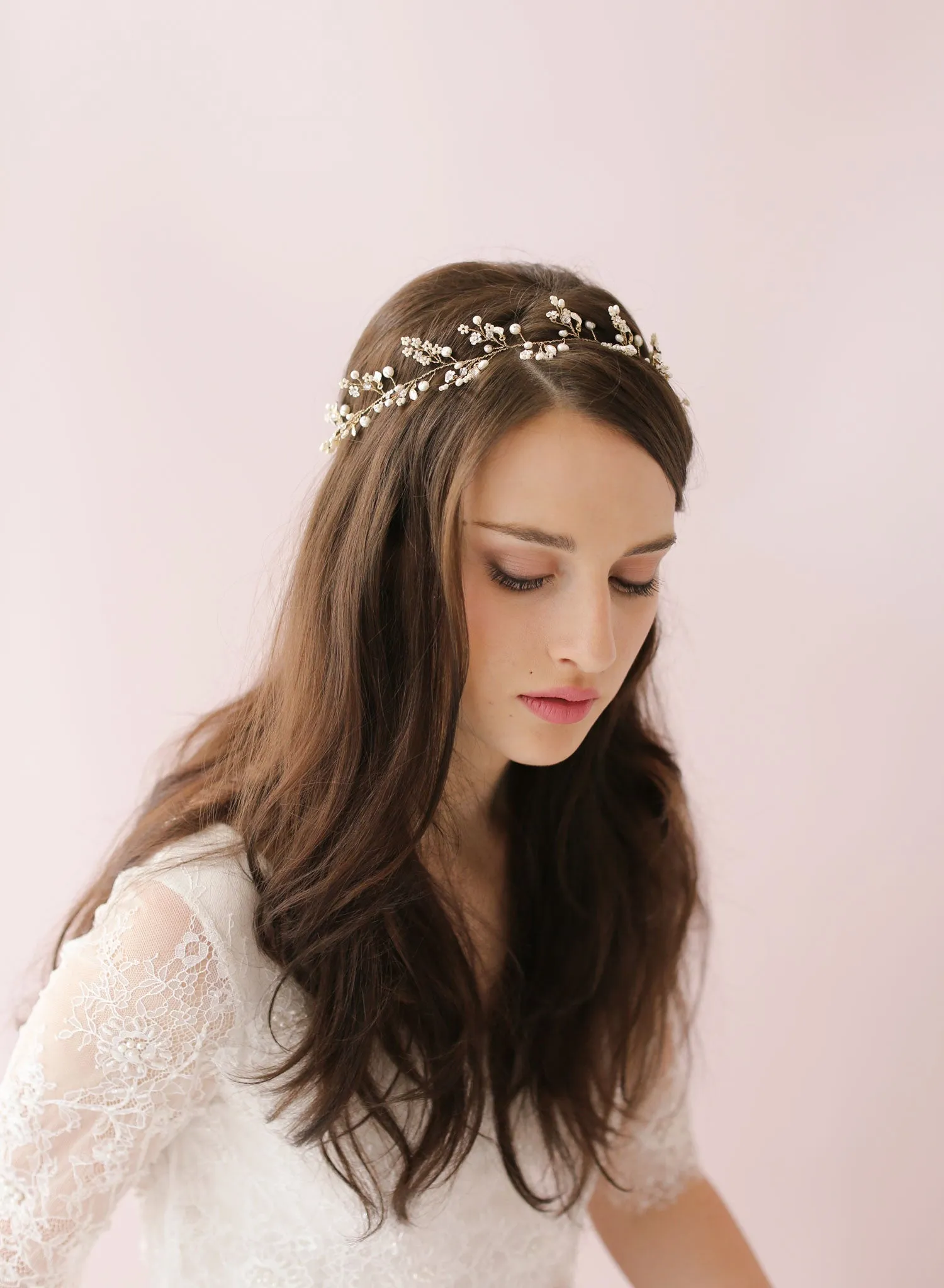 Dainty beaded fern leaf hair vine - Style # 417