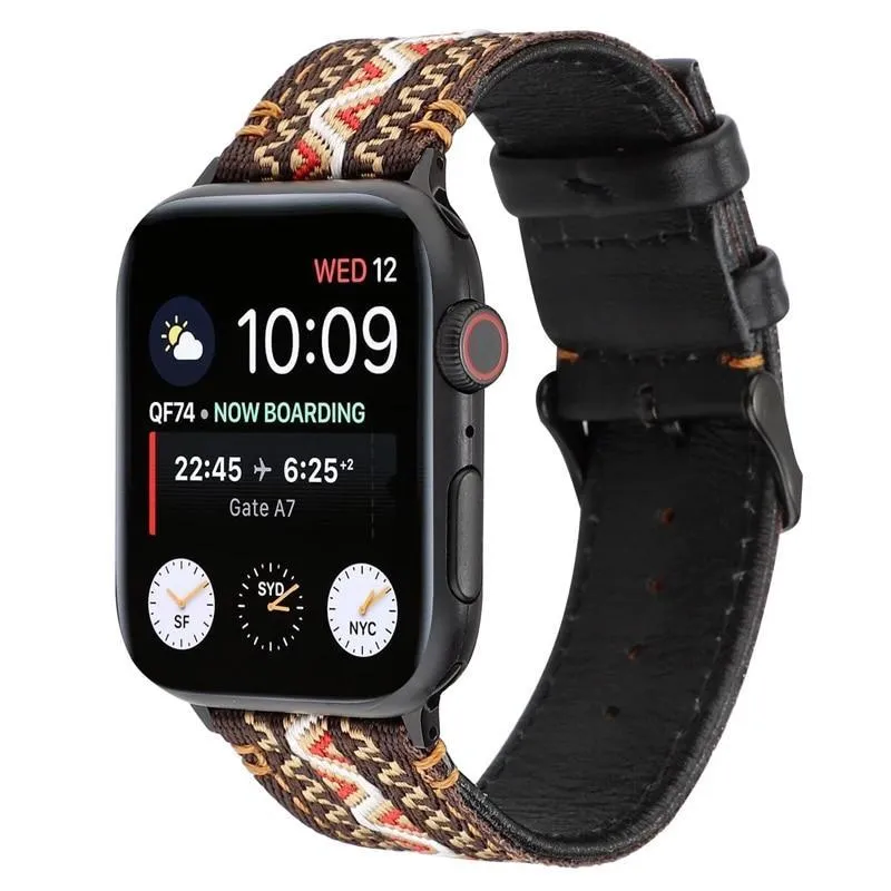 Fabric & Leather Strap for Apple Watchband High-quality