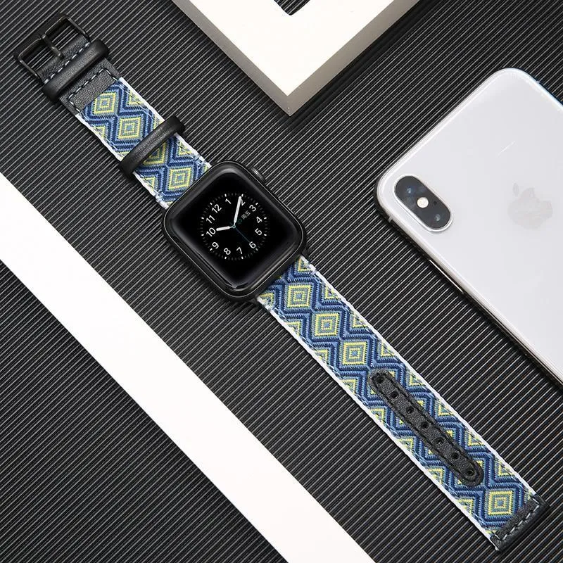 Fabric & Leather Strap for Apple Watchband High-quality