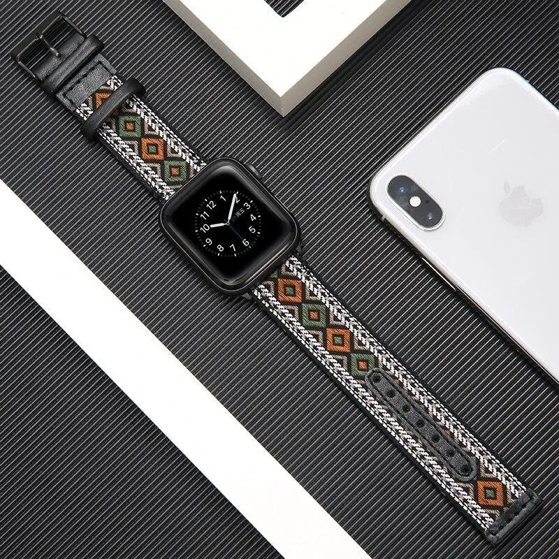 Fabric & Leather Strap for Apple Watchband High-quality