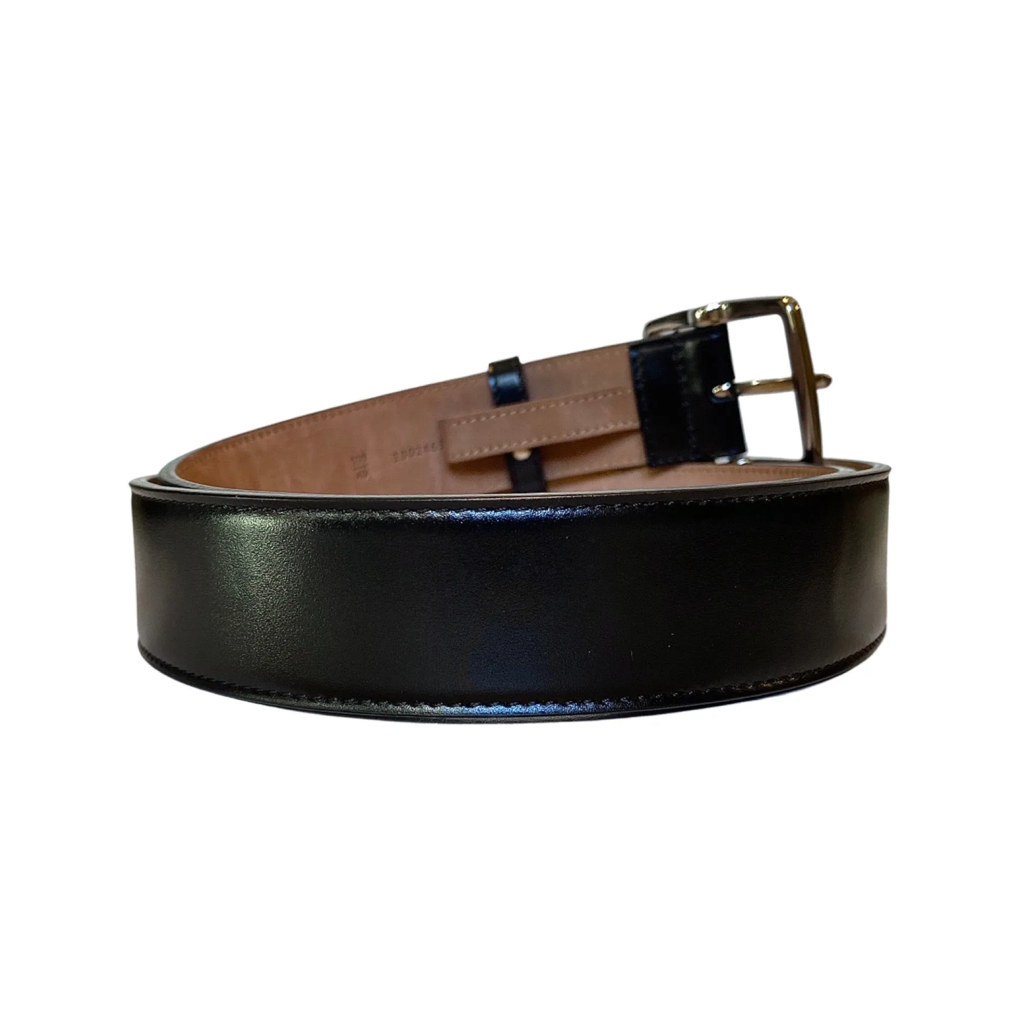 Fendi Mens Silver Buckle Smooth Black Calf Leather Belt 105