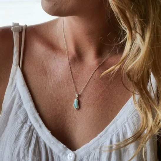 Flip Flop Pendant Necklace with Larimar and Crystal