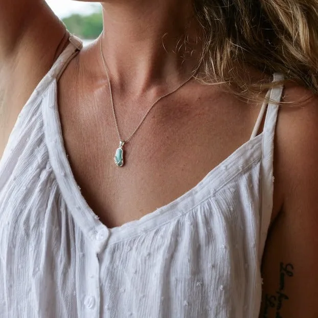 Flip Flop Pendant Necklace with Larimar and Crystal