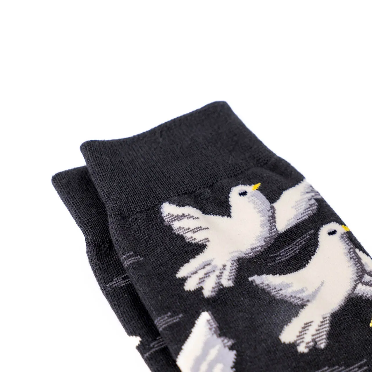 Flying Doves Black Fun Dress Socks