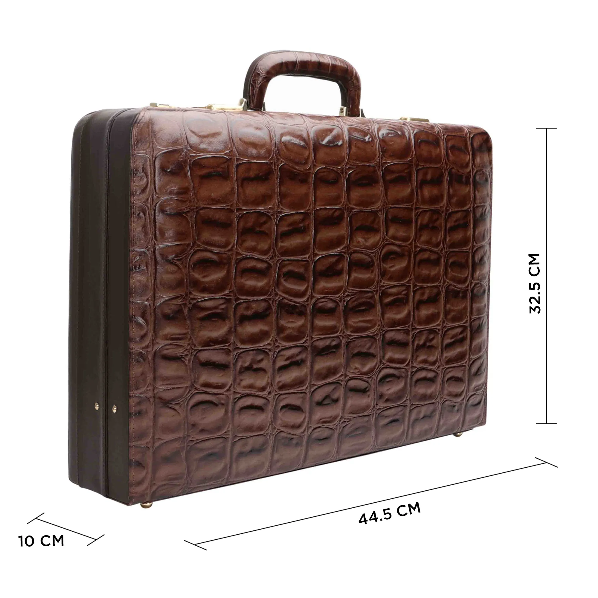 Great Dane Ruvido Double Lock- Genuine Leather Attaché | Briefcase | Advocate Briefcase | Security Briefcase | Color: Brown