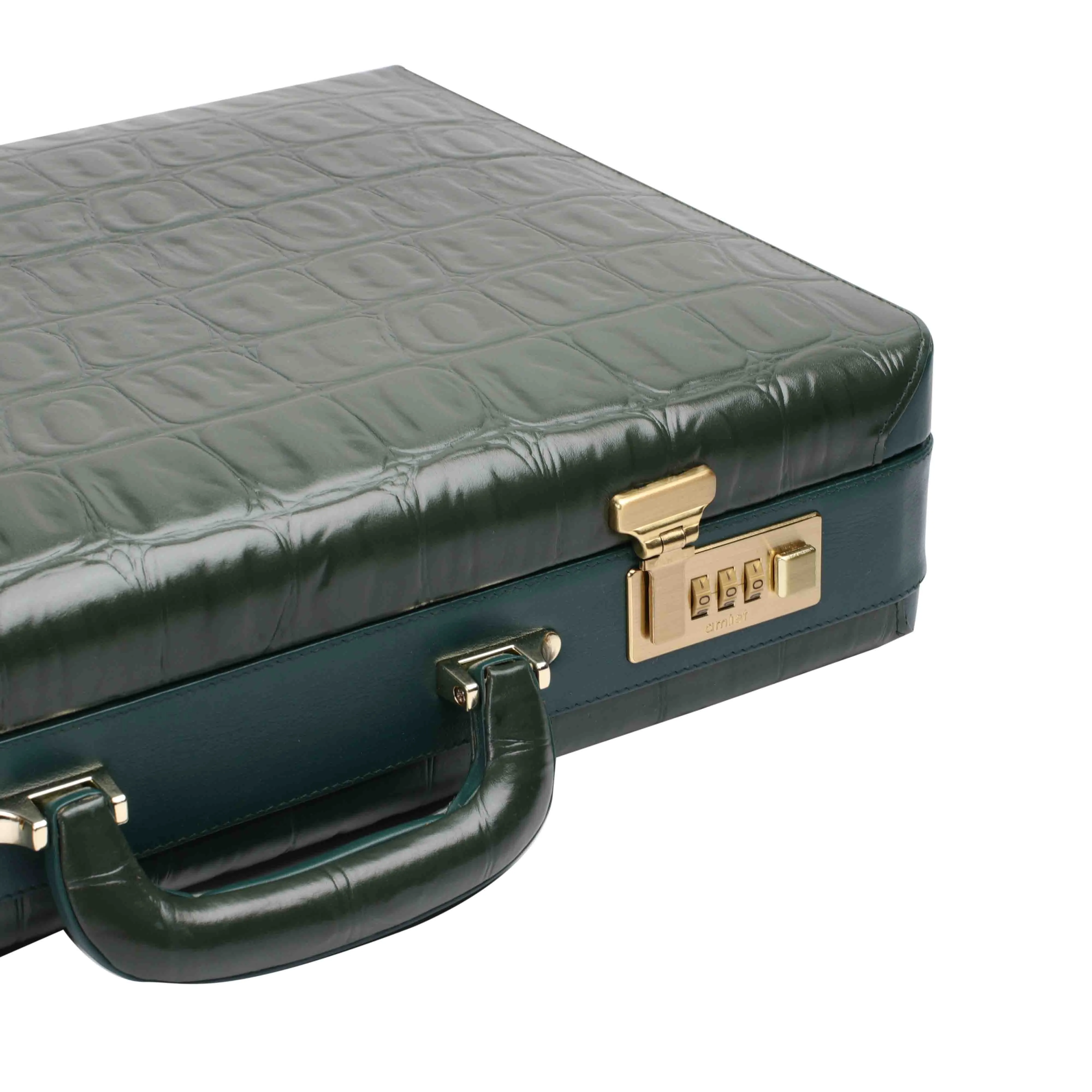 Great Dane Ruvido Double Lock- Genuine Leather Attaché | Briefcase | Advocate Briefcase | Security Briefcase  | Color : Green