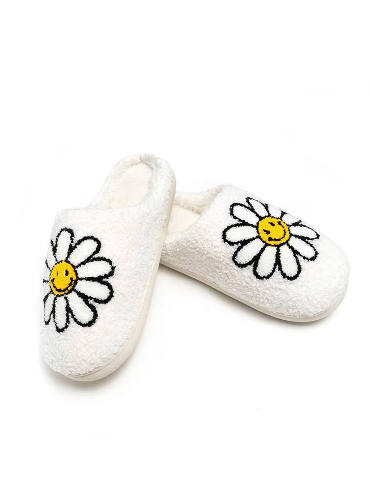 Indoor / Outdoor Slippers - Smiling Daisies - White: S/M