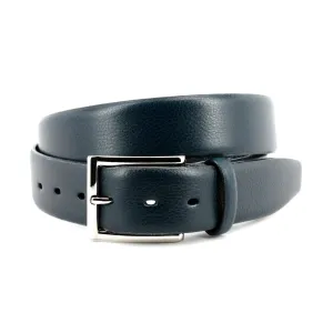 Italian Glazed Milled Calfskin Belt in Navy by Torino Leather Co.