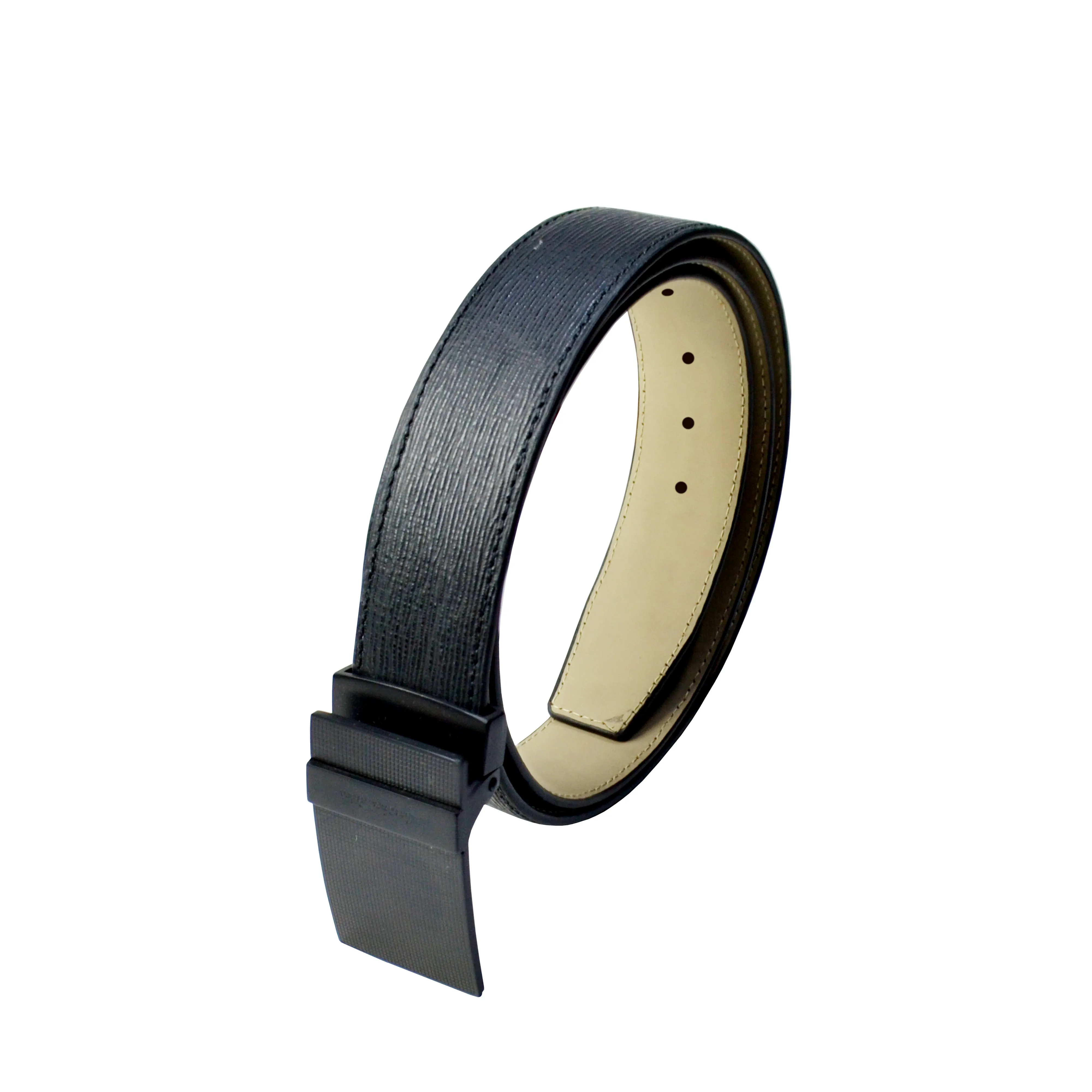 Italian Wood Finish   | Plus Size Leather Belt for Men | Color: Black