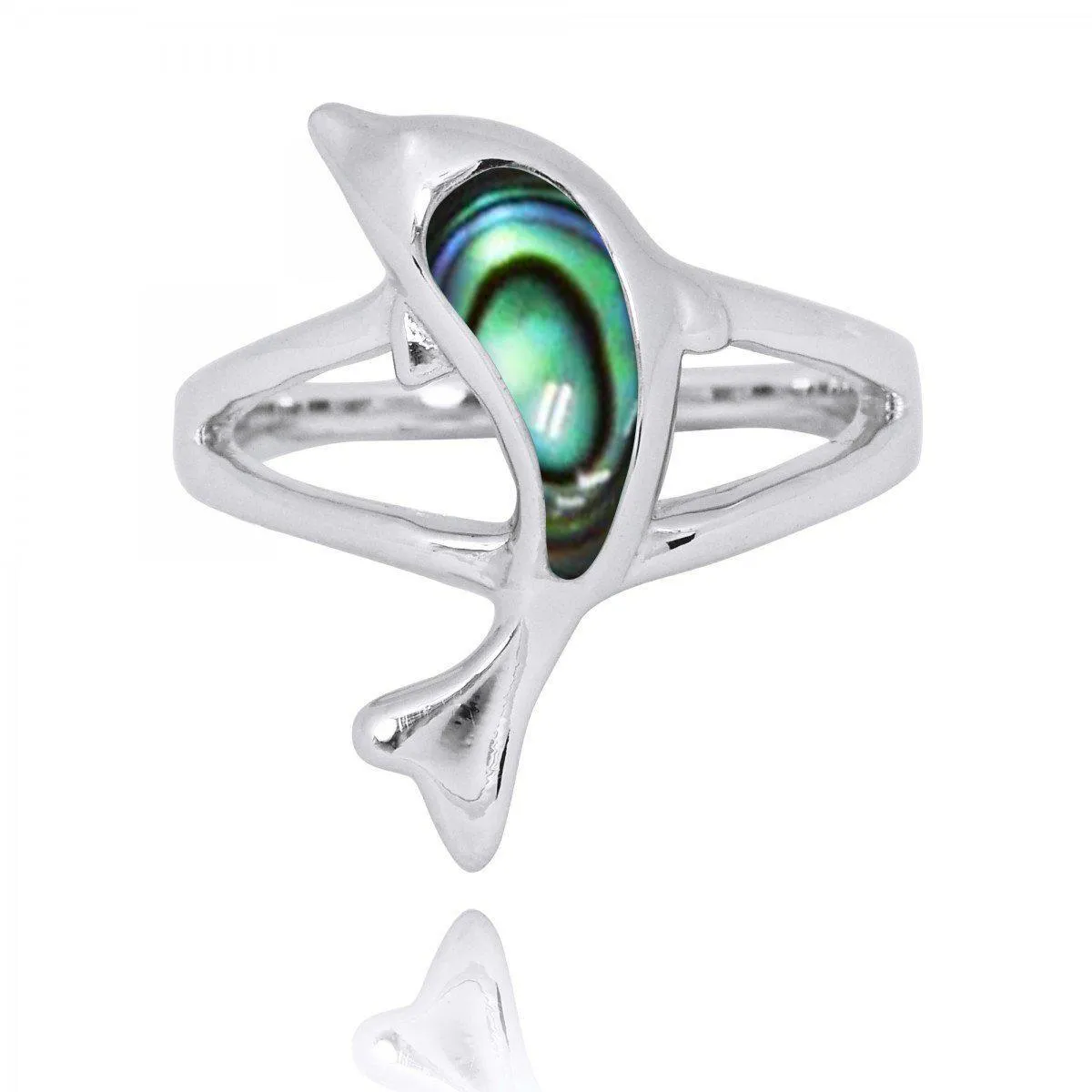 Jumping Dolphin Ring with Abalone Shell