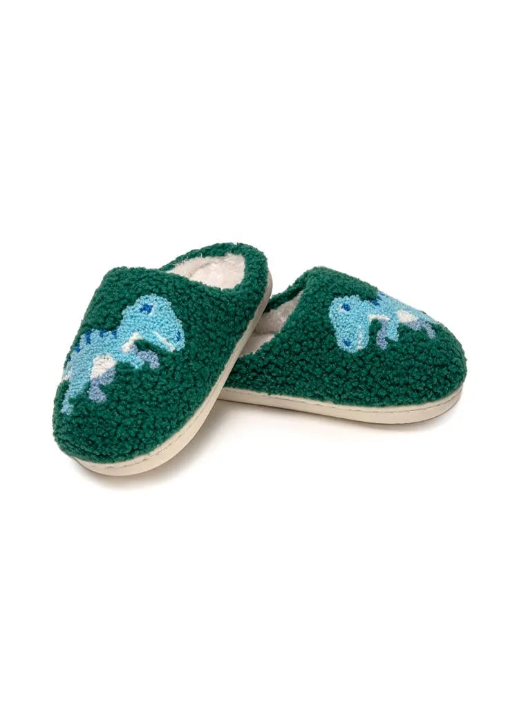 Kids Dinosaurs Slippers - Green: BIG KIDS 1-3