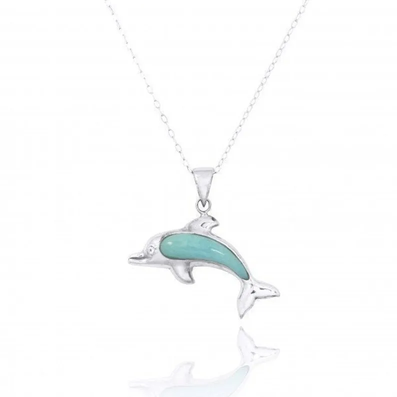 Larimar Dolphin Pendant Necklace