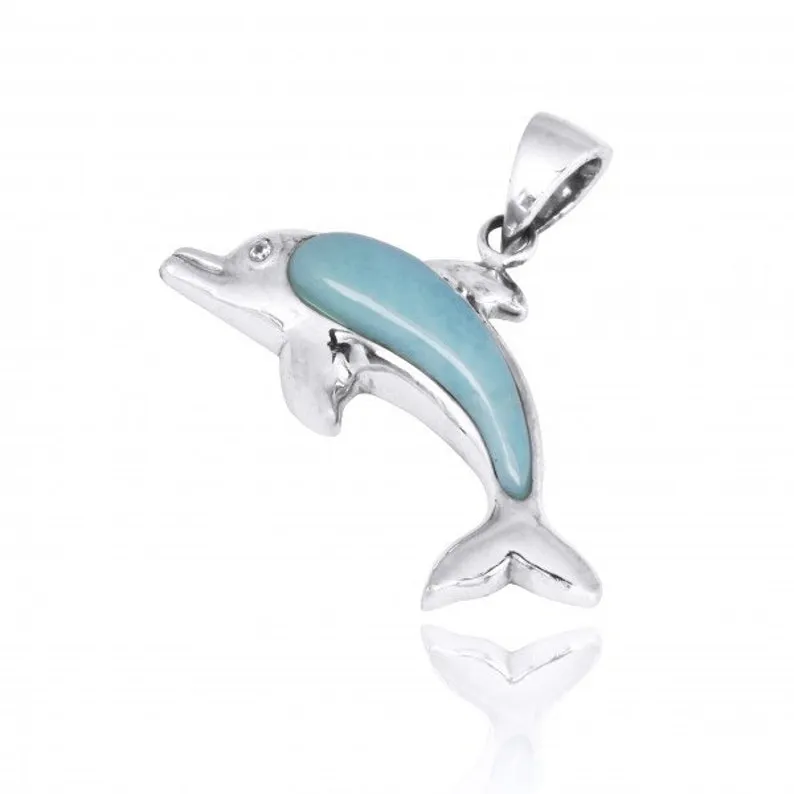 Larimar Dolphin Pendant Necklace