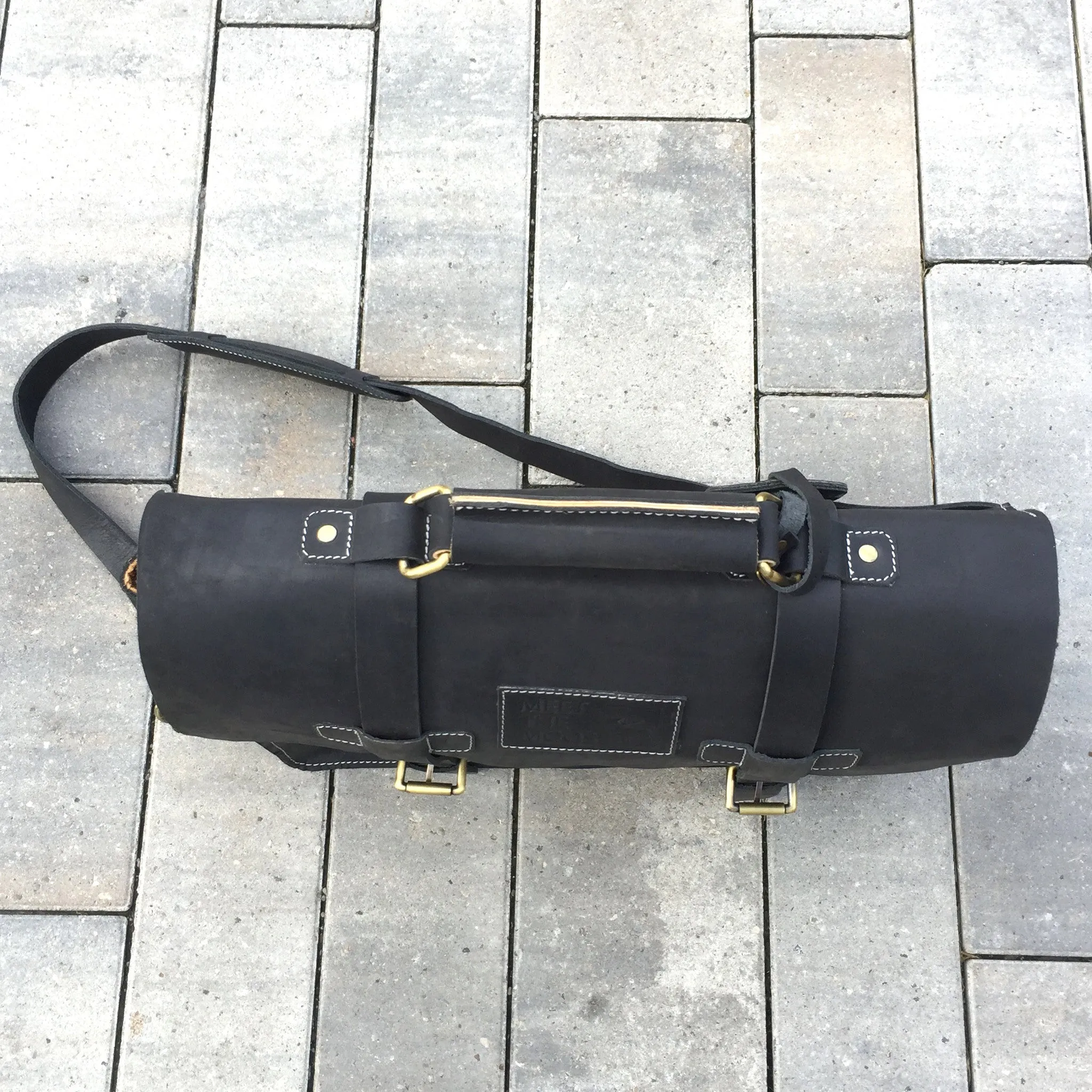 Leather Briefcase, Messenger Bag - Black