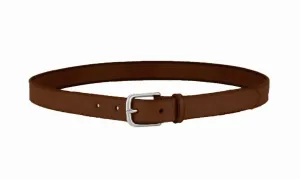 Maximum Henry Dark Brown Leather Silver Slim Standard Belt