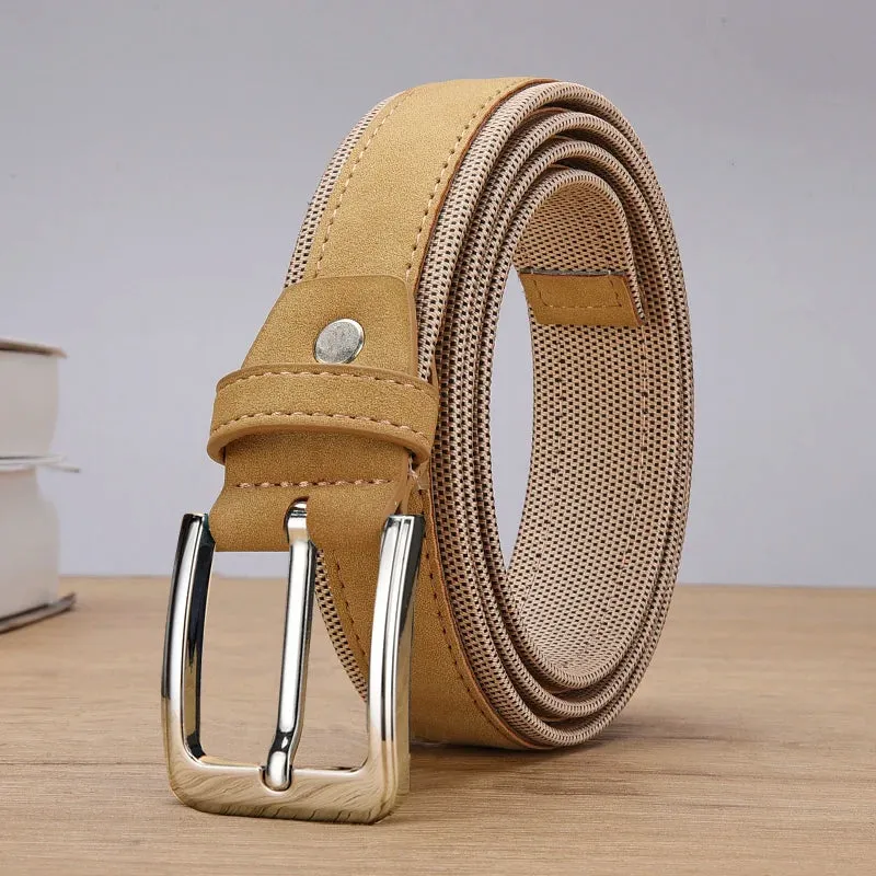 Men Oxford Fabric Suede Leather Belt High Quality Genuine Leather Luxury Pin Buckle For Men 3.5 cm and 3.8 cm Width