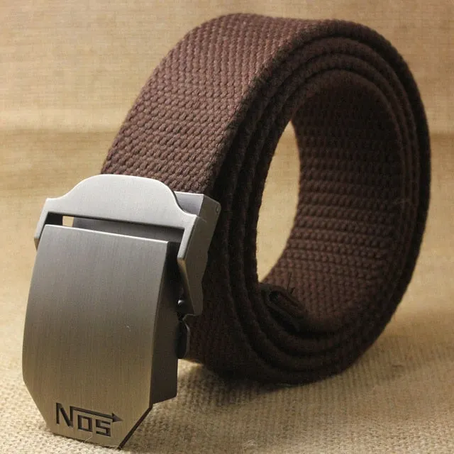 Men's Tactical Canvas Alloy Automatic Buckle Belt